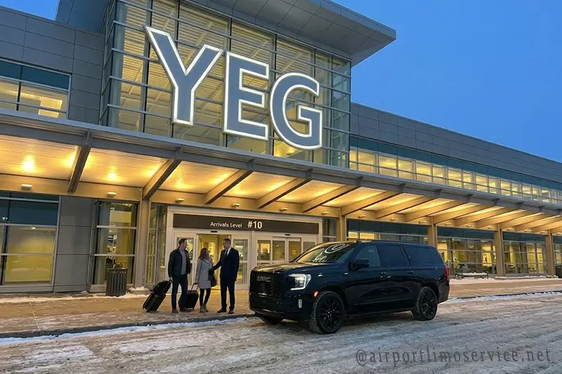 YEG Airport Black Car and Luxury SUV Chauffeur Service waiting at Edmonton Airport for arrival, providing private luxury meet-and-greet.